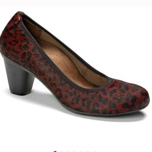 Vionic Red and Black Leopard Print Heels